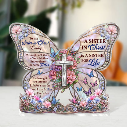 To My Sister In Christ, Christian Gift For Sister | Personalized Custom Shaped Acrylic Plaque