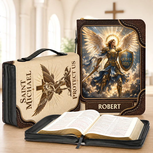 Saint Michael The Archangel, Gift For Men | Personalized Bible Cover
