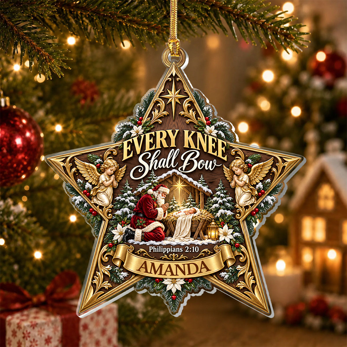 Every Knee Shall Bow, Gift For Loved One | Personalized 1-Layer Acrylic Ornament