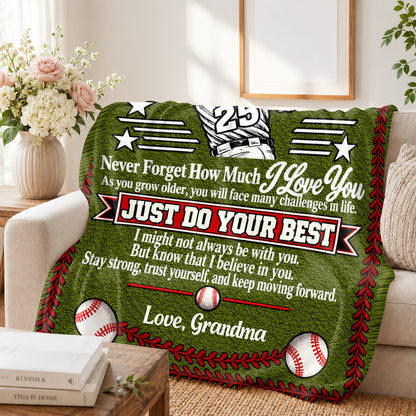 To My Grandson Baseball Version, Gift For Grandson | Personalized Fleece Blanket