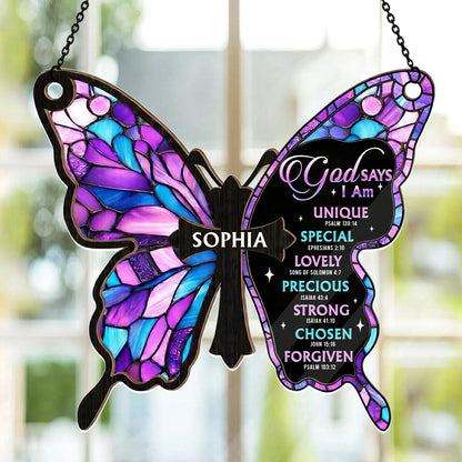 God Says I Am | Personalized Acrylic Suncatcher
