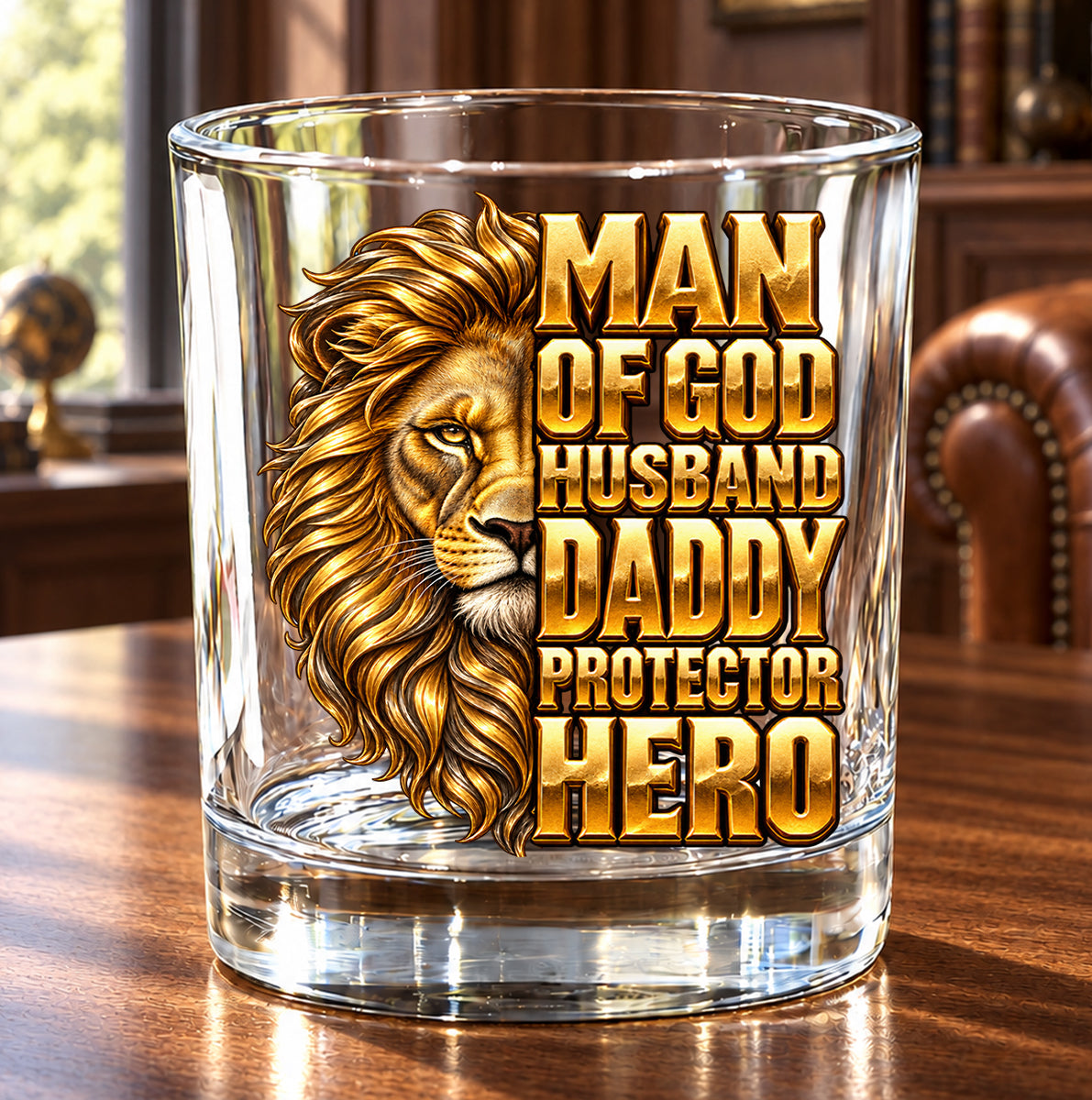 Man Of God, Christian Gifts For Husband, Dad | Personalized Round Whiskey Glass