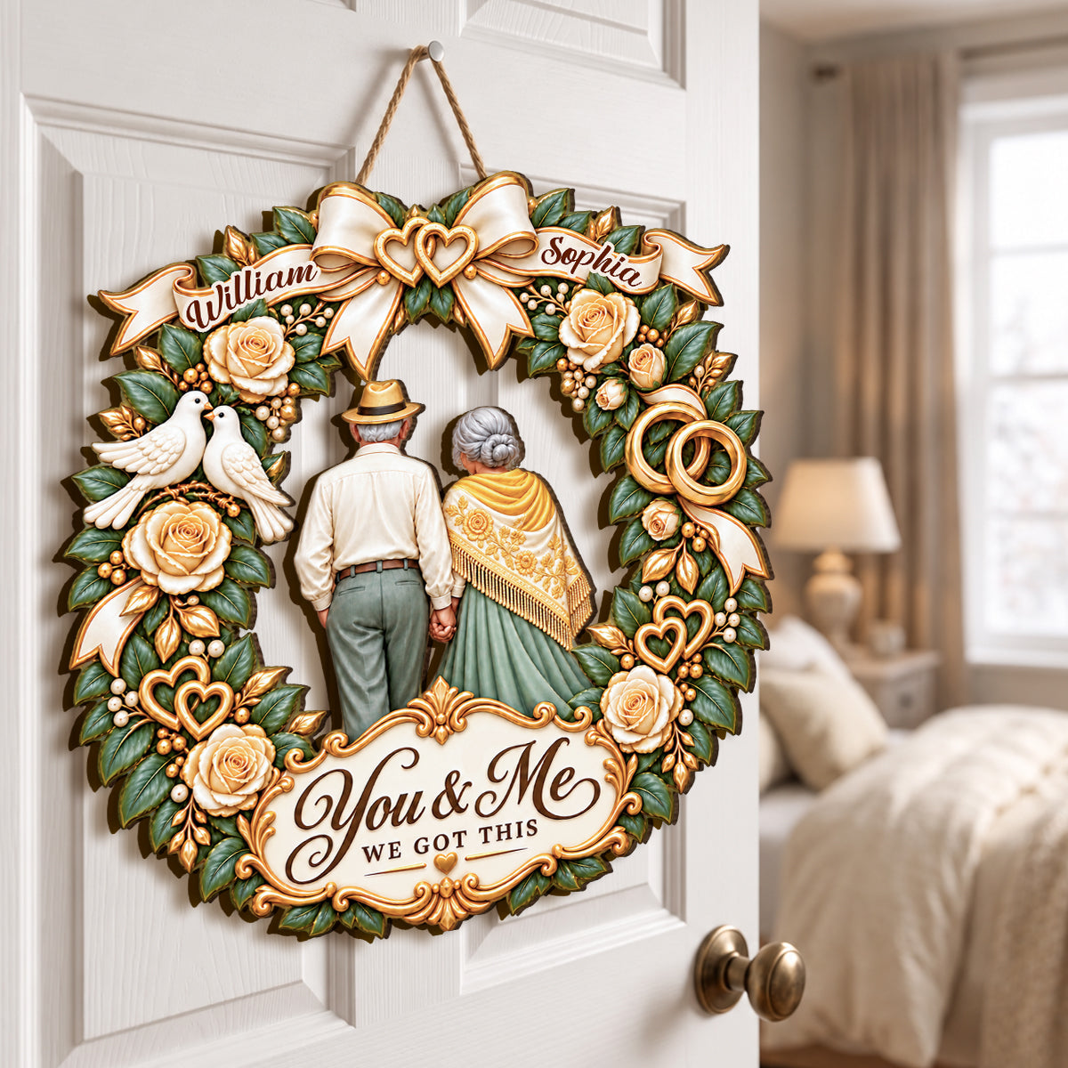 You And Me We Got This, Gift For Wife From Husband | Personalized Wooden Door Sign