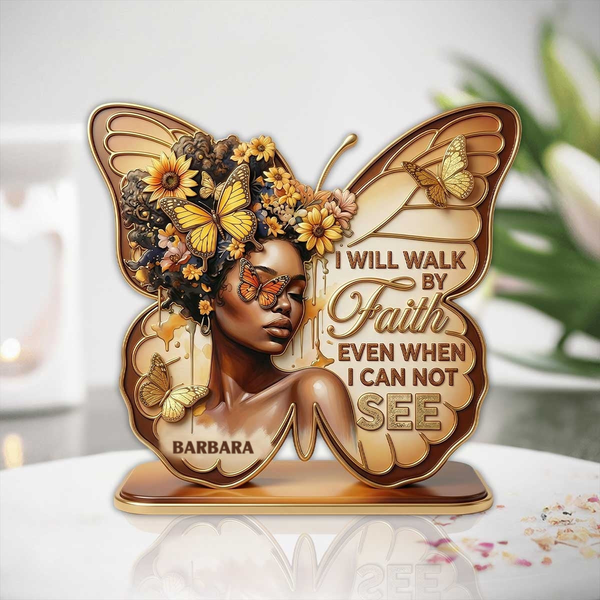 I Will Walk By Faith Even When I Cannot See | Personalized Custom Shaped Acrylic Plaque