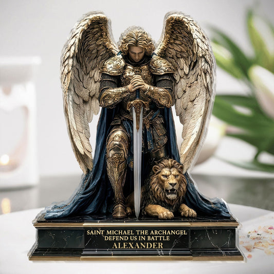 Defend Us In Battle | Personalized Custom Shaped Acrylic Plaque