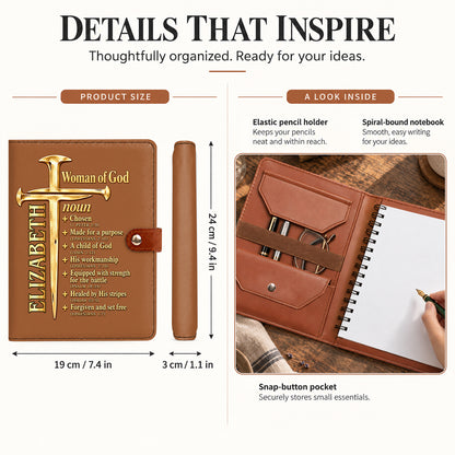A Child Of God, Gift For Him | Personalized Leather Notebook Cover With Pocket