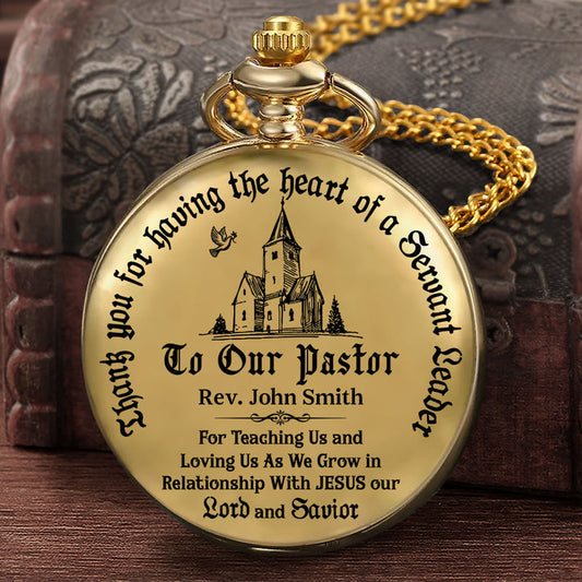 In Honor Of Our Pastor, Gift For Pastor - Personalized Pocket Watch