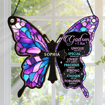 God Says I Am | Personalized Acrylic Suncatcher