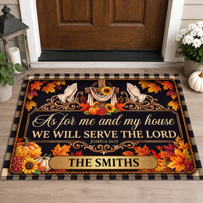 Serving The Lord Through Every Season, Gift For Family | Personalized Doormat