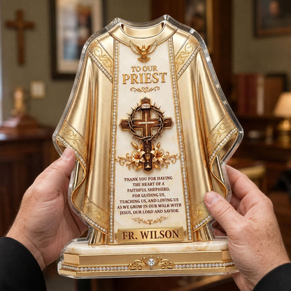 To Our Priest For Having The Heart Of A Faithful Shepherd | Personalized Custom Shaped Acrylic Plaque