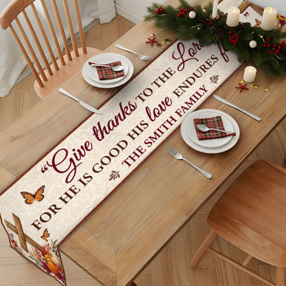 Give Thanks To The Lord, Gift For Christian Home | Personalized Table Runner