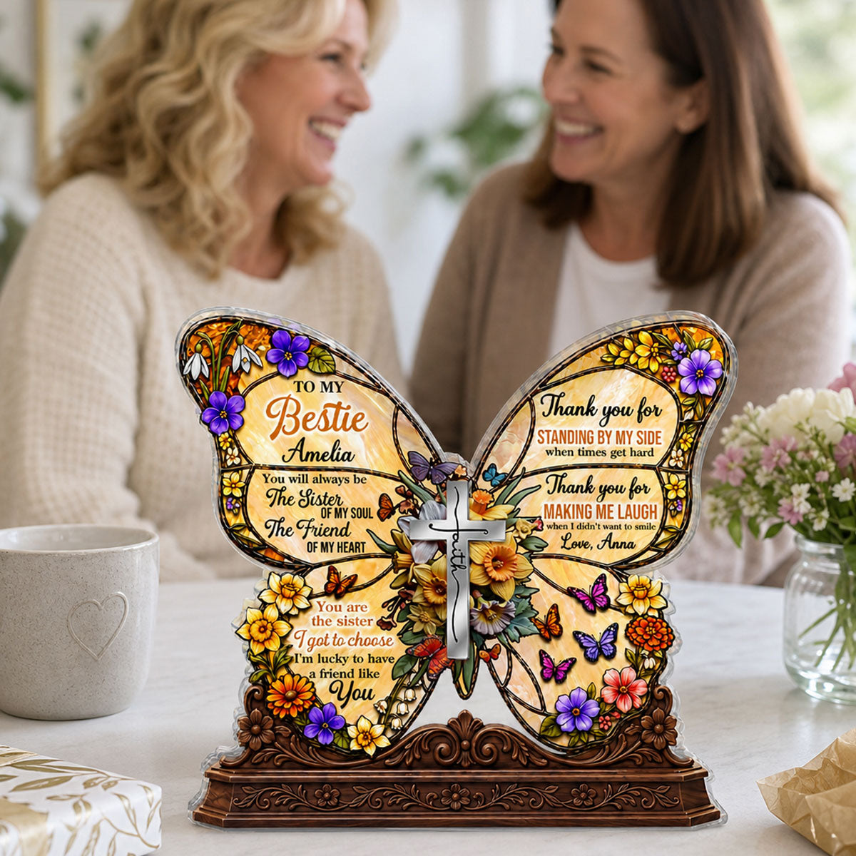 To My Bestie You Are The Sister Of My Soul, Gift For Best Friend | Personalized Custom Shaped Acrylic Plaque