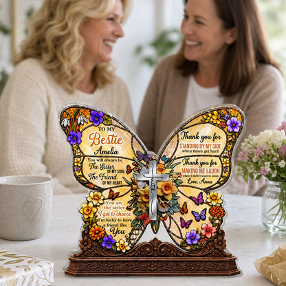 To My Bestie You Are The Sister Of My Soul, Gift For Best Friend | Personalized Custom Shaped Acrylic Plaque