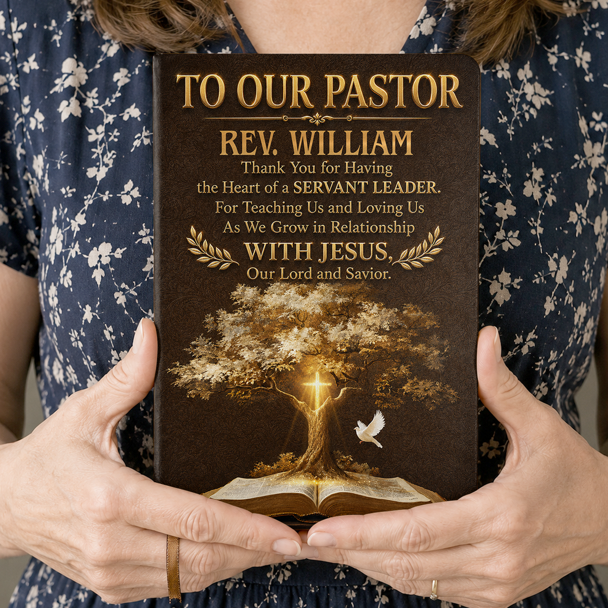 Blessed To Have You, Gift For Pastor | Personalized Leather Cover Notebook