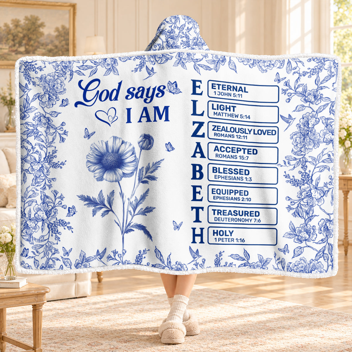 God Says I Am, Gift For Loved One | Personalized Wearable Blanket Hoodie