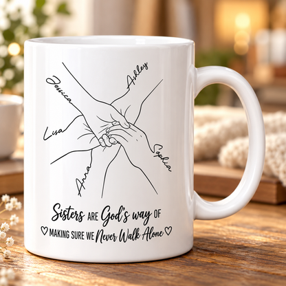 Sisters Are God's Way, Gift For Sister In Christ | Personalized Ceramic Coffee Mug