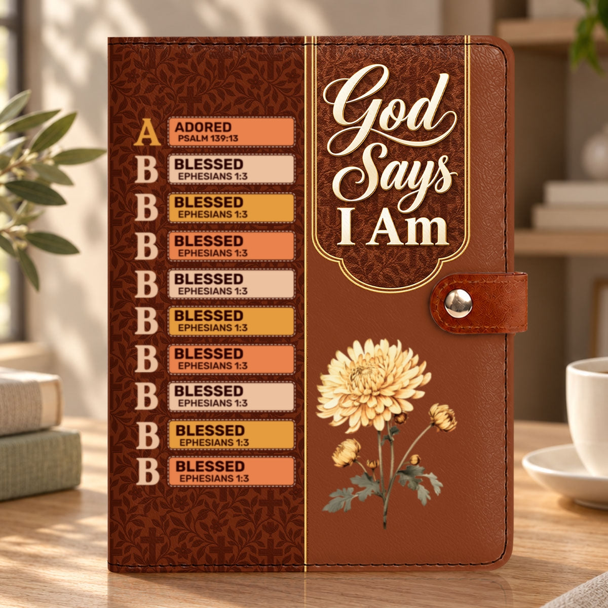 God Says I Am, Gift For Women | Personalized Leather Notebook Cover With Pocket
