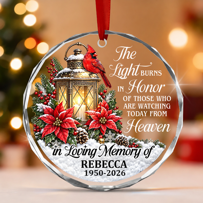 In Loving Memory, Gift For Family | Personalized 1-Side Round Glass Ornament