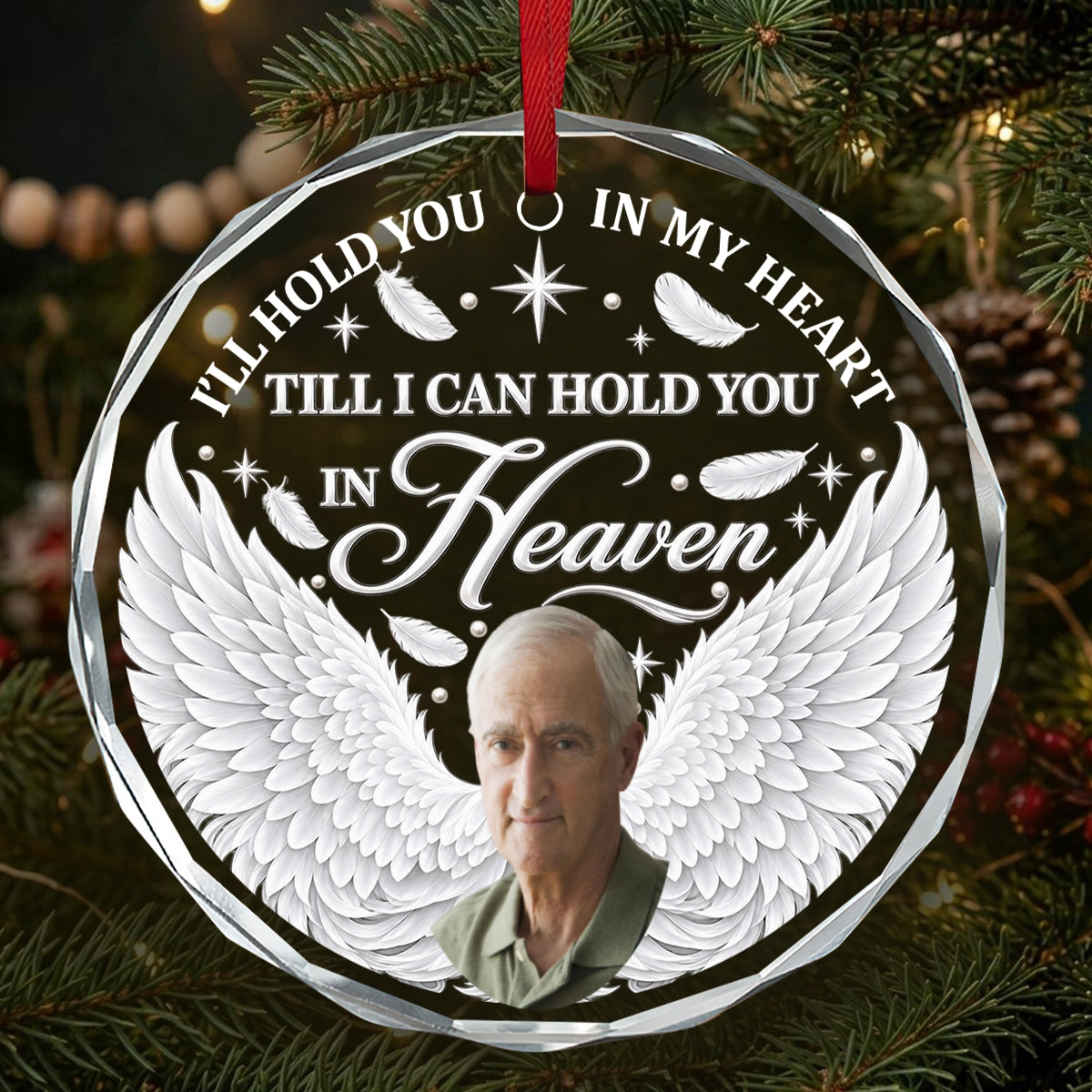 Till I Can Hold You in Heaven, Gift For Loved One - Personalized Heart Shaped Glass Ornament