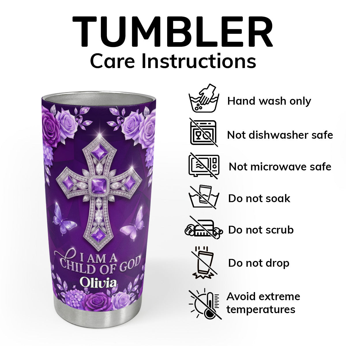 I Am A Child Of God, Christian Gift For Daughter | Personalized Stainless Steel Tumbler
