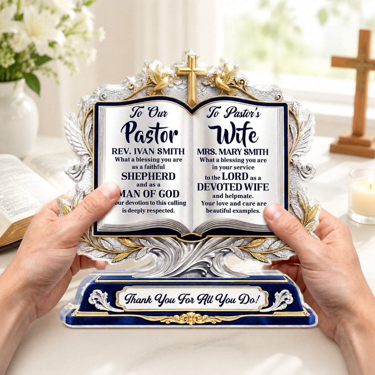 A Pastor After God's Heart, Christian Gift For Pastor | Personalized Custom Shaped Acrylic Plaque