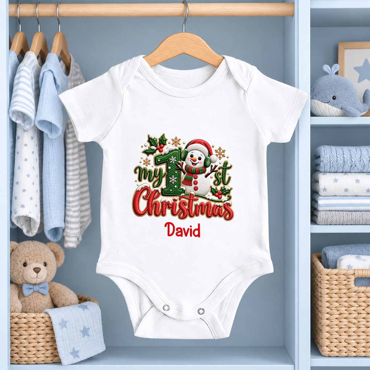 My 1st Christmas, Gift For New Parents | Personalized Custom Baby Onesie