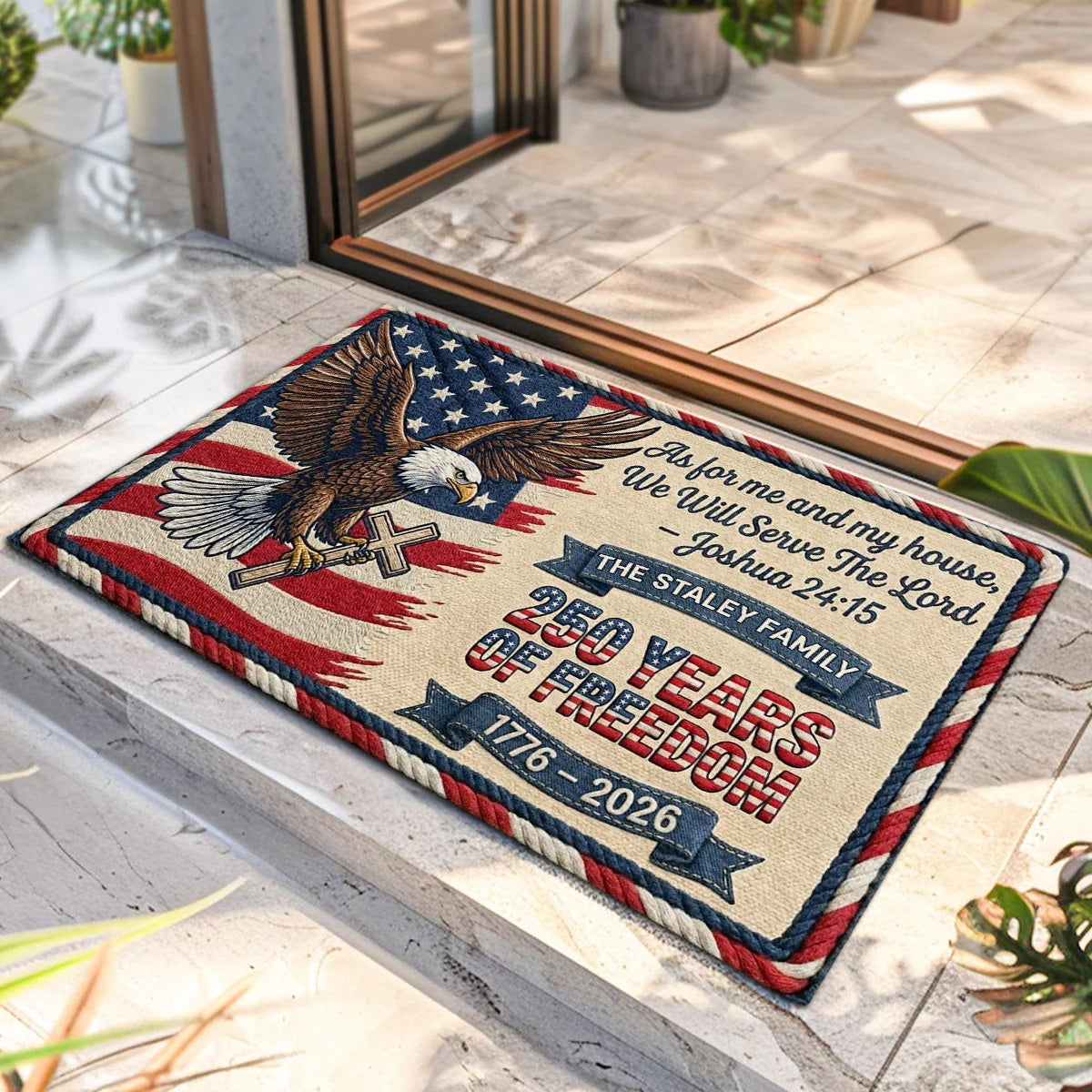 As For Me And My House 250 Years Of Freedom - Personalized Doormat