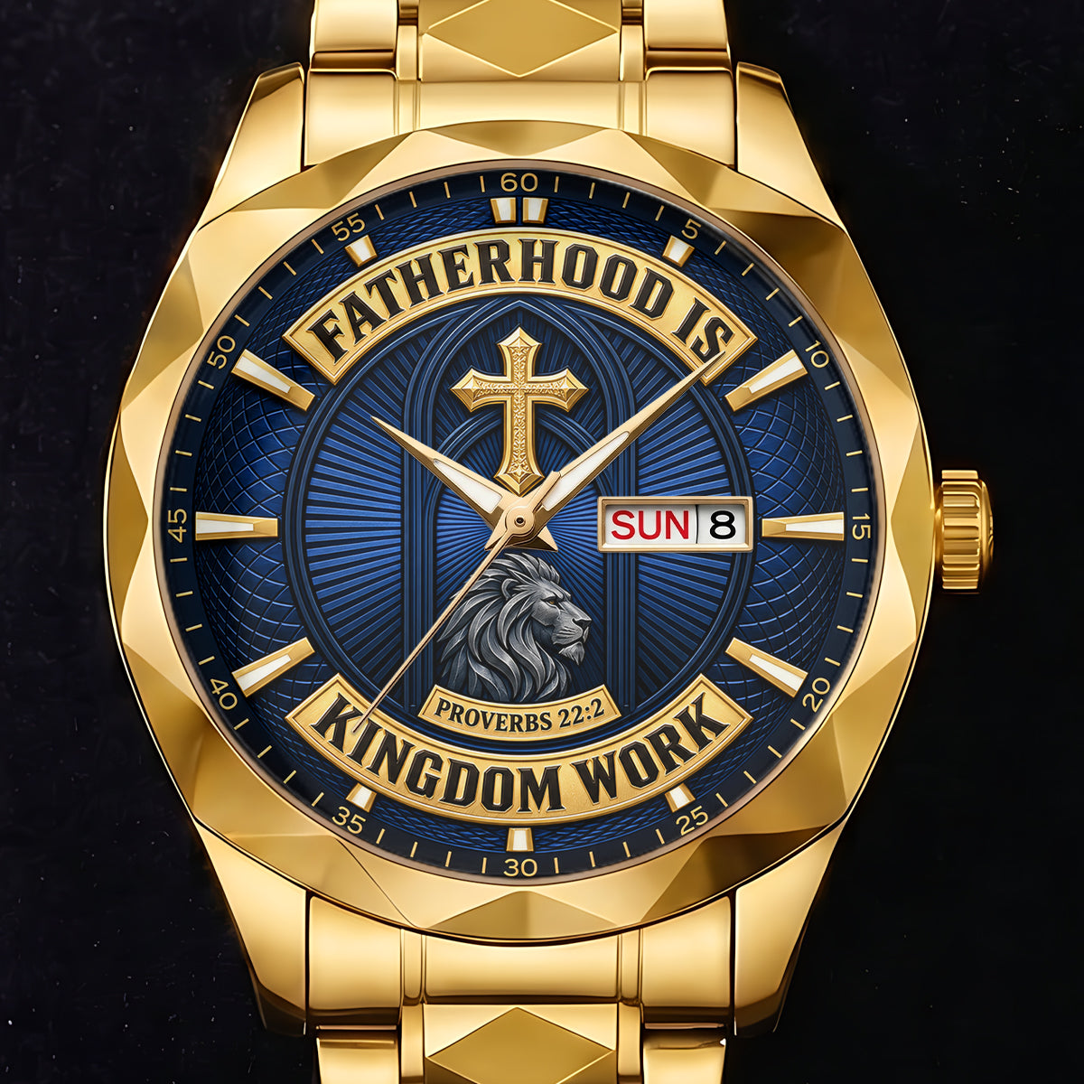 Fatherhood Is Kingdom Work, Gift For Dad | Personalized Men's Wrist Watch