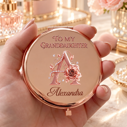 To My Granddaughter And Daughter, Gift For Granddaughter | Personalized Circle Metallic Mirror