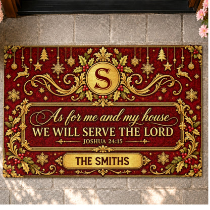 As For Me And My House We Will Serve The Lord, Gift For Family | Personalized Doormat