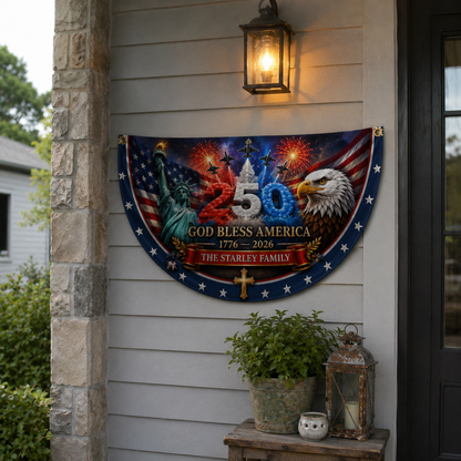 God Bless America, Gift of Freedom | Personalized Non-Pleated Fan Flag