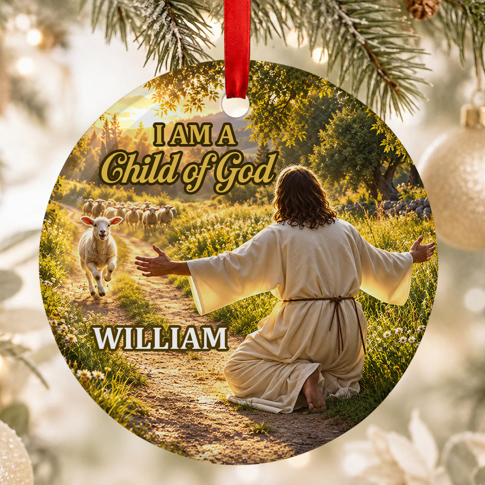 Child Of God, Gift For Christian Loved Ones  | Personalized Round Shaped Ceramic Ornament