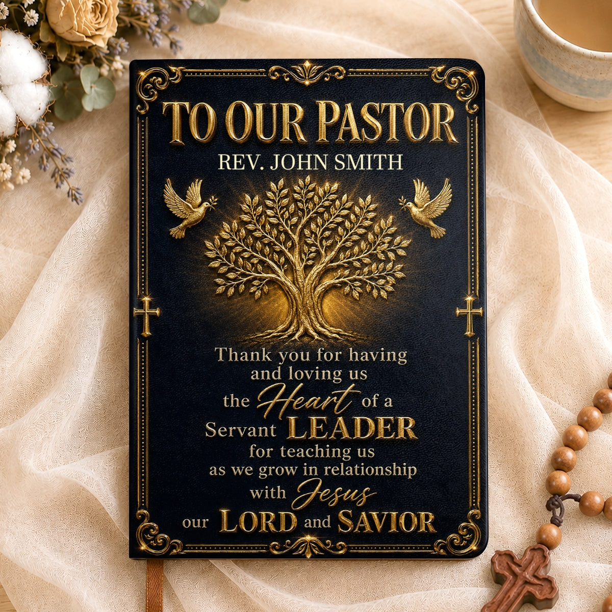To Our Pastor, Gift For Pastor | Personalized Leather Cover Notebook