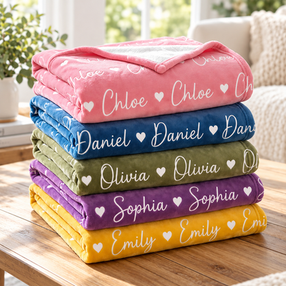 Custom Names Gifts For Kids Family - Personalized Fleece Blanket