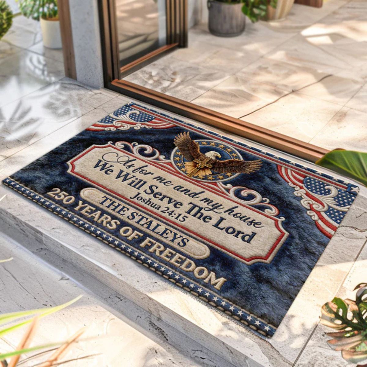 As For Me And My House We Will Serve The Lord - Personalized Doormat