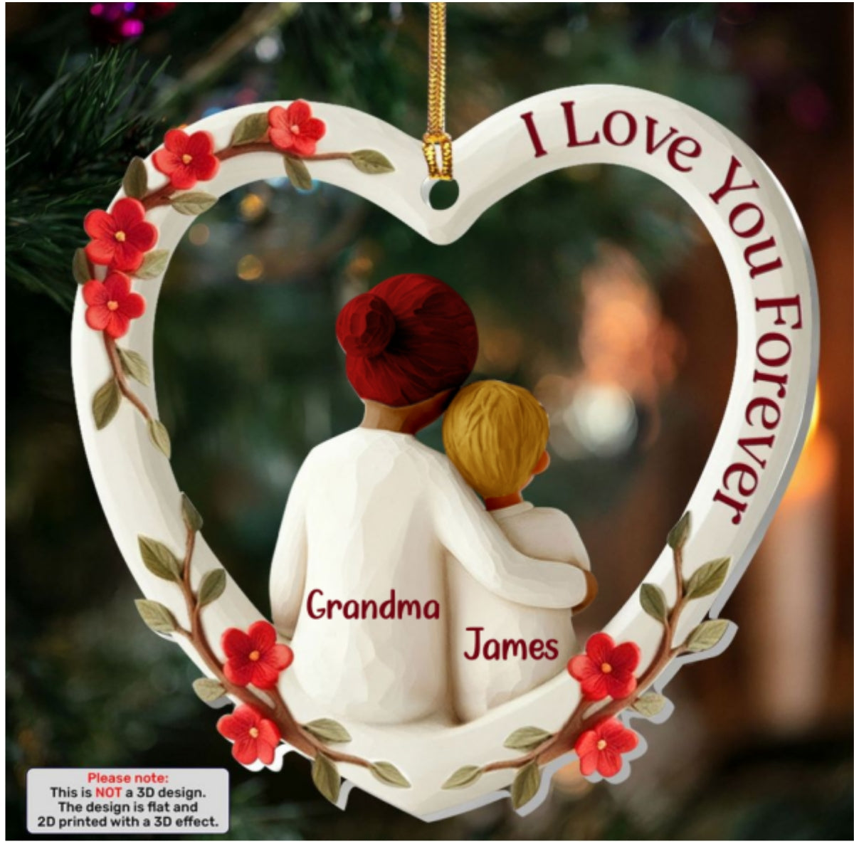 The Love Between Grandma And Grandchild Is Forever, Gift For Grandma - Personalized 1-Layer Acrylic Ornament