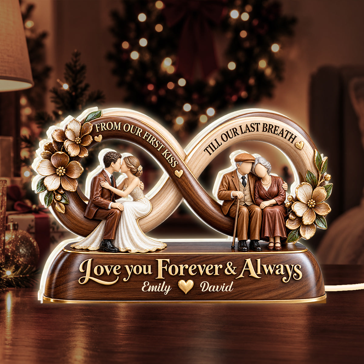 From Our First Kiss Till Our Last Breath, 7Th Year Anniversary Gift | Personalized Light Box