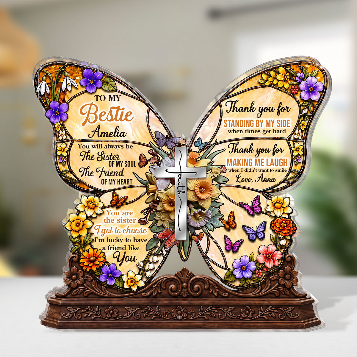 To My Bestie You Are The Sister Of My Soul, Gift For Best Friend | Personalized Custom Shaped Acrylic Plaque