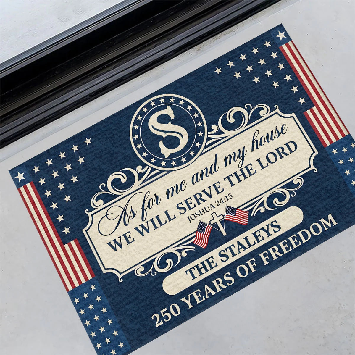 We Will Serve The Lord - Personalized Doormat