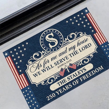 We Will Serve The Lord - Personalized Doormat