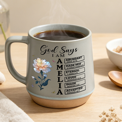 God Says I Am, Gift For Loved One | Personaliezd 12OZ Conical Coffee Mug