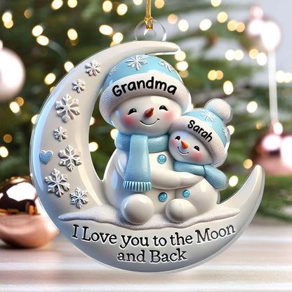 Grandma & Me Moonlight Snuggle, Gift For grandchildren | Personalized 1-Layer Acrylic Ornament