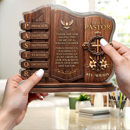 To Our Pastor For Having The Heart Of A Servant Leader | Personalized Custom Shaped Acrylic Plaque