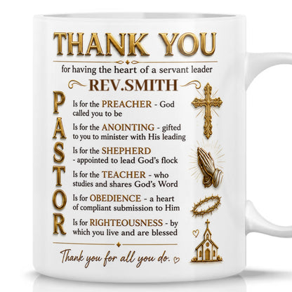 Thank You Pastor, Gift For Pastor | Personalized Ceramic Coffee Mug