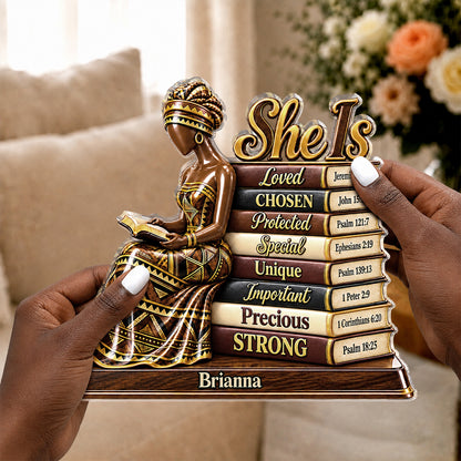 She Is Blessed, Gift For Women | Personalized Custom Shaped Squared Acrylic Plaque