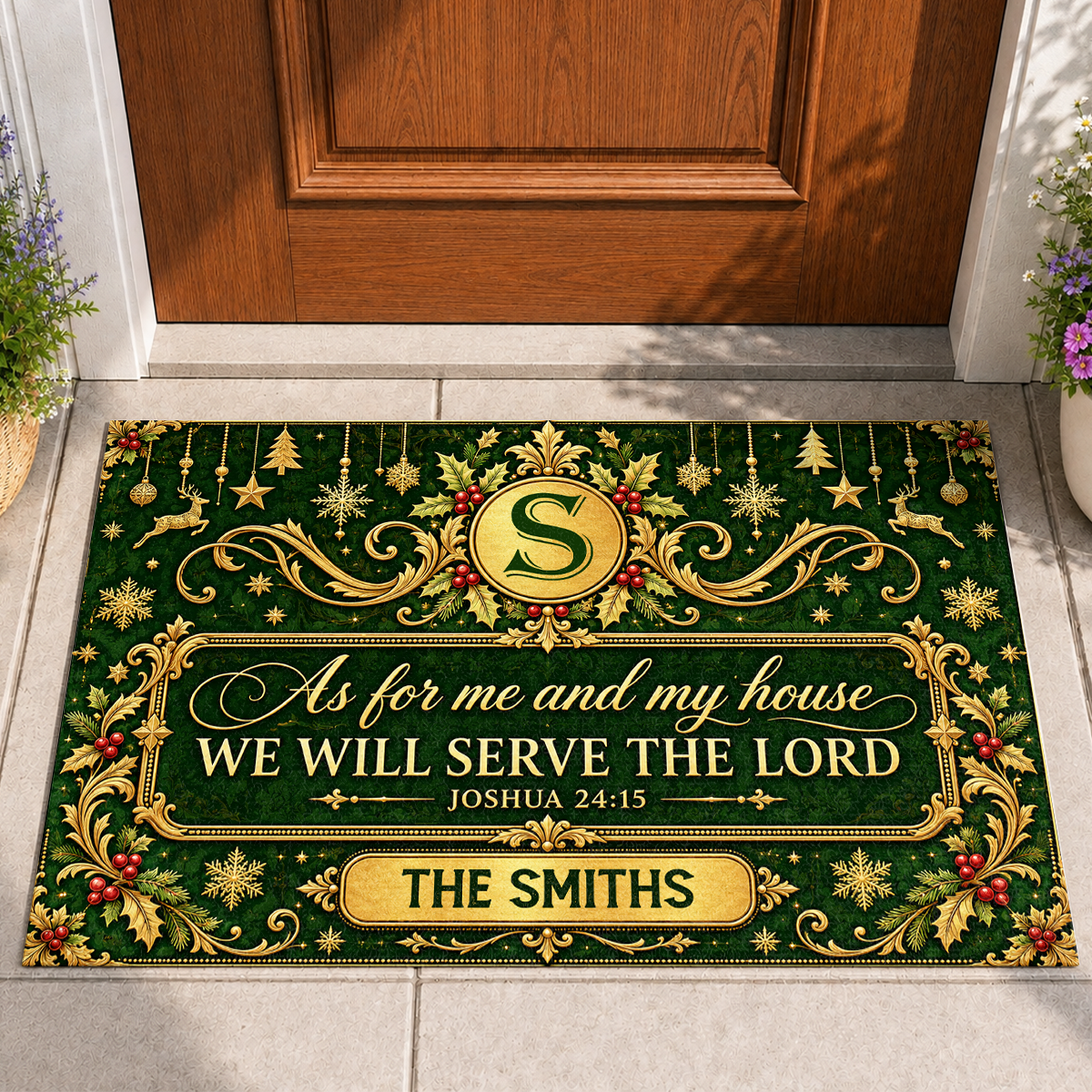 As For Me And My House We Will Serve The Lord, Gift For Family | Personalized Doormat