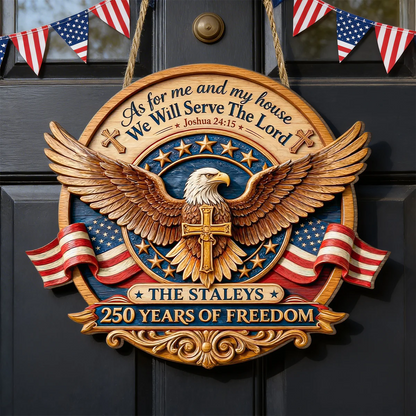 As For Me And My House We Will Serve The Lord - Personalized Wooden Door Sign