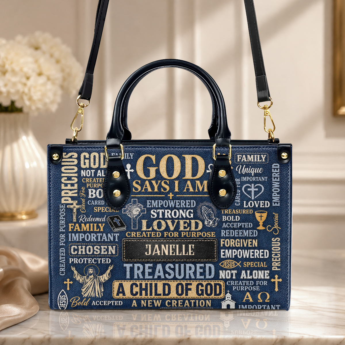 I Am A Child Of God, Gift For Women | Personalized Leather Handbag