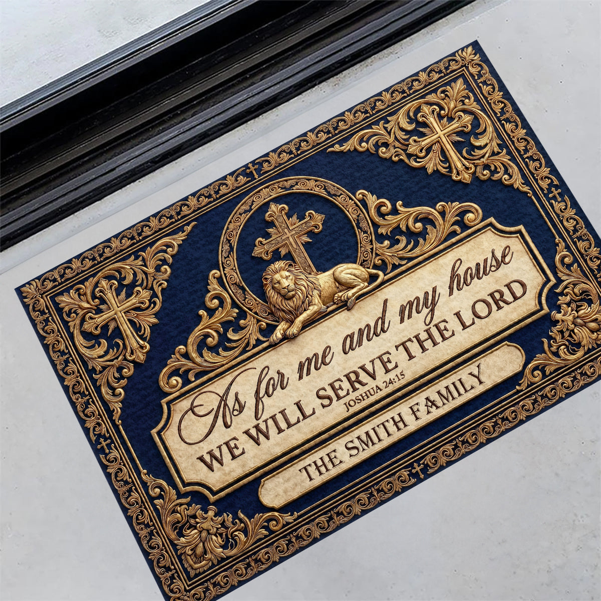 As For Me And My House We Will Serve The Lord, Christian Gift For Family | Personalized Doormat