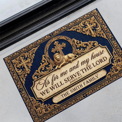 As For Me And My House We Will Serve The Lord, Christian Gift For Family | Personalized Doormat